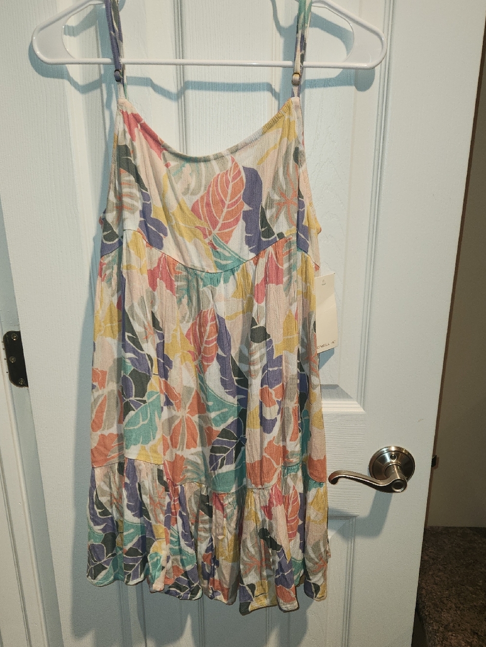 O'Neill Cream Multicolor Leaf-Print Mini Dress